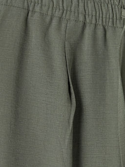 Regular Fit Keten G?r?n?ml? Erkek Pantolon