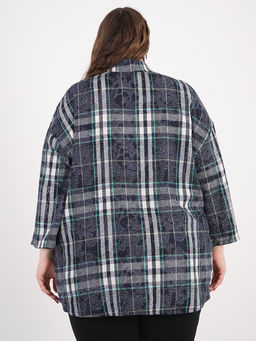 Рубашка женская больших размеров клетка стразы - Almond фото 3