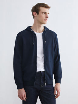 Kap??onlu Uzun Kollu Erkek Fermuarl? Sweatshirt