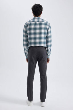 Брюки-чиносы узкого кроя из габардина и парусины - Defacto фото 5