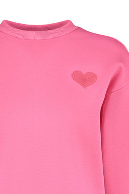 TRENDYOLMILLA Saks Kal?n Ici Polarl? Gogus ve S?rt Kabartma Bask?l? Oversize Orme Sweatshirt TWOAW24SW00226 фото 14