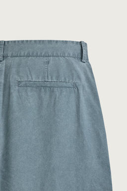 PANTAL?N LAVADO RELAXED FIT TRABILLAS / Verde azul