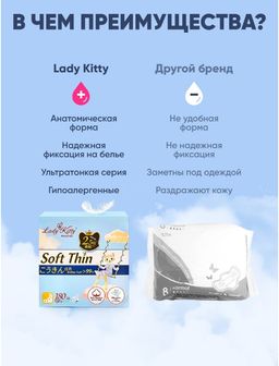 Ультратонкие прокладки с крылышками Lady Kitty 180 мм 15 шт 3 капли  фото 5