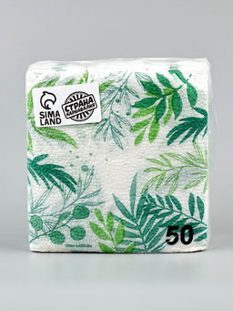 Цена за 3 шт. Салфетки бумажные однослойные «Узоры природы», 24×24 см, 50 шт.