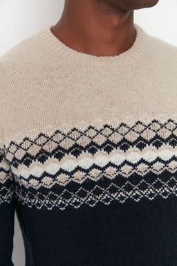 TRENDYOL MAN Antrasit Slim Fit Yunlu Bisiklet Yaka Panel Jakarl? Triko Kazak TMNAW21KZ0738 - Trendyolmilla фото 11