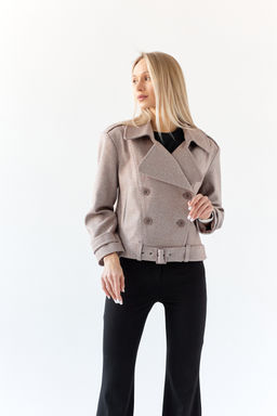 Полупальто женское демисезонное 25999 (пепельный/ёлочка) - Kankan фото 5