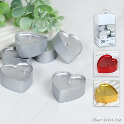 Свеча 25 штук Сердце / M-2505 /уп 24/48/глиттер