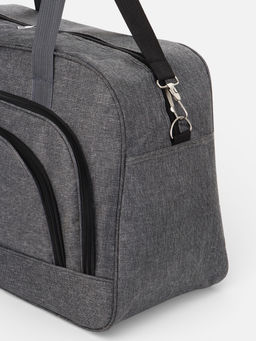 Сумка дорожная, 2 кармана, длинный ремень, 53×23×34 см, серая