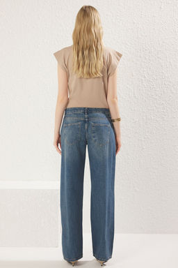 Mavi Dusuk Bel Duz Kesim Straight Wide Jeans TWOSS25JE00078 - Trendyolmilla фото 5