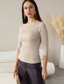 VILATTE / Джемпер фактурной вязки из вискозы с мягким люрексом