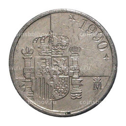 Монета 1 песета 1990 года Испания