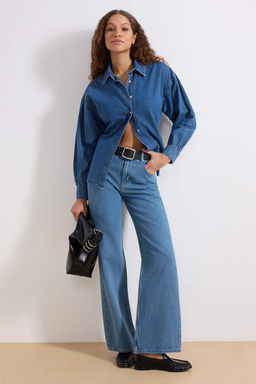 TRENDYOLMILLA Ac?k Mavi Yuksek Bel Wide Leg Jeans TWOSS23JE00068  фото 50