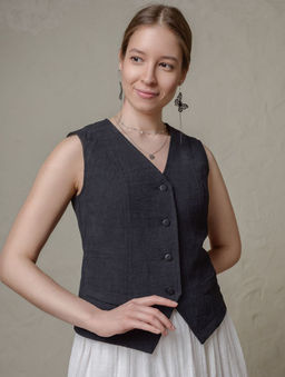 100% ЛЁН стильный жилет полуприлегающий