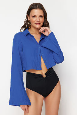 TRENDYOLMILLA Beyaz Dokuma Muslin Plaj Gomlegi TBESS24GO00011  фото 24