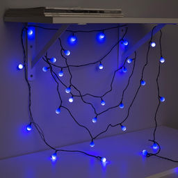 Гирлянда Нить 5 м с насадками Шарики синие, IP20, тёмная нить, 30 LED, свечение синее, 8 режимов, 220 В - Luazon lighting фото 5