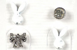 Серьги-гвоздики Зайчик-бантик PR2379 белый