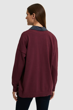 KadДn Bordo Polo Yaka Kazak