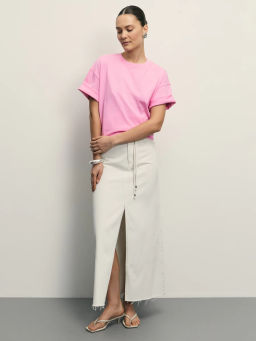 Базовая футболка оверсайз из хлопка / Zarina  фото 2