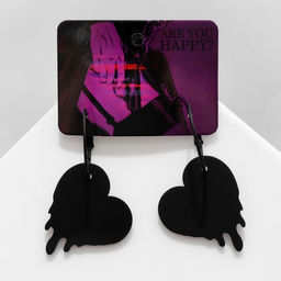 Серьги Сердца, цвет чёрный в чёрном металле, d=3см