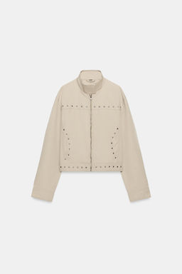 CHAQUETA EFECTO LAVADO TACHAS / Beige claro - Zara фото 3