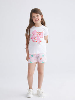 Fiyonk Bask?l? K?z ?ocuk ?ortlu Pijama Tak?m