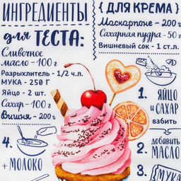 Полотенце Этель Вишневый Капкейк 40х73 см, 100% хлопок, саржа 190 гр/м2  фото 3