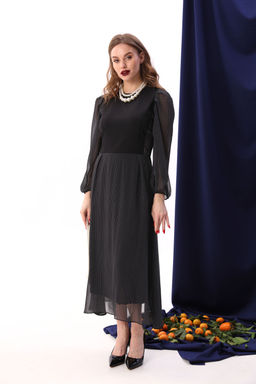 Платье NIKVA н416-7 чёрный+белый горошек  фото 8