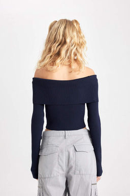 Cool Slim Fit свитер с открытыми плечами - Defacto фото 9