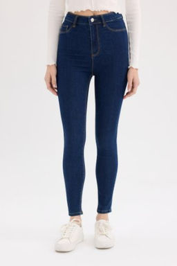 Jegging Yuksek Bel Bilek Boy Dar Paca Basic Duz Jean Pantolon