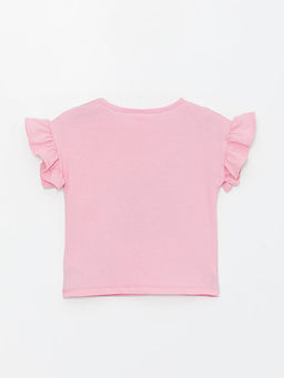 Bisiklet Yaka K?sa Kollu Bask?l? K?z Bebek Ti??rt - Waikiki фото 2