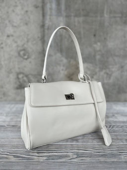 Женская кожаная сумка-портфель 8399-2 Кремовый - Sergio valentini фото 2