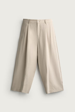 PANTAL?N RELAXED FIT FLUIDO PLIEGUES / Beige - Zara фото 3