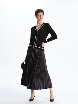 Beli Lastikli Saten Kad?n Pileli Etek