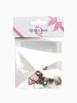 Цена за 5 шт. Шарм подвеска «Сердечко», розовый в серебре