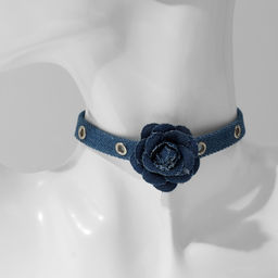Чокер Джинс цветок малый, цвет синий, 36 см