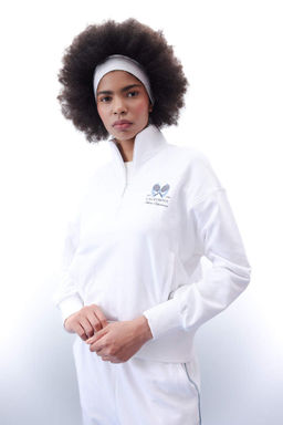 DeFactoFit Спортивная толстовка Oversize с воротником-стойкой и молнией с принтом