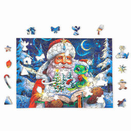Пазлы фигурные деревянные Новогодняя сказка со святящимися деталями, 146 элементов - Puzzle фото 5
