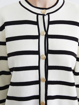 Bisiklet Yaka ?izgili Kad?n Triko H?rka