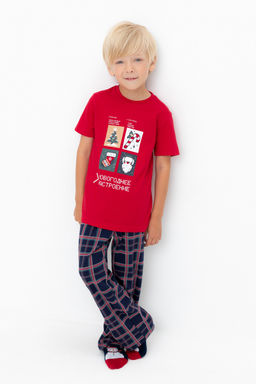 Crockid _ К 1599/кармин,шотландская клетка пижама дет