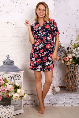 Пижама с шортами, гранат на синем фоне (715-1) - Плиона фото 2