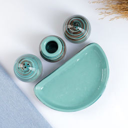 Набор для специй Борисовская керамика «Скандинавия», 5 предметов, бирюзовый