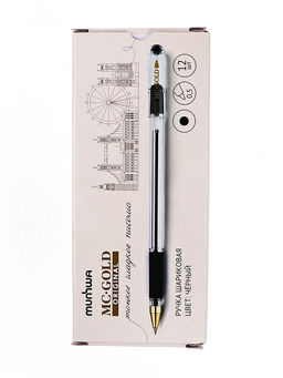 Цена за 12 шт. Ручка шариковая MunHwa. MC Gold, чёрный стержень, узел 0.5 мм, резиновый упор