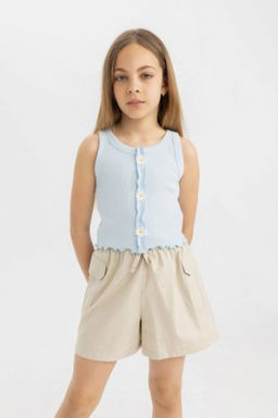 K?z Cocuk Bisiklet Yaka Cicekli Atlet