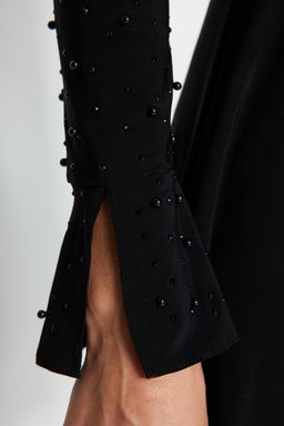 TRENDYOLMILLA Siyah Inci Aksesuarl? Orme K?sa S?k Abiye Elbise TPRAW24EL00259  фото 5