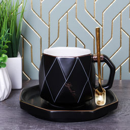 Чайный набор 300 мл 3 предмета с ложкой/ 61-05 black /уп 48/черный - Галеонтрейд фото 2