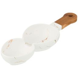 МЕНАЖНИЦА С ДЕРЕВЯННОЙ РУЧКОЙ КОЛЛЕКЦИЯ ЗОЛОТОЙ МРАМОР ЦВЕТ: WHITE 34*11,3*5 СМ - Lefard фото 2