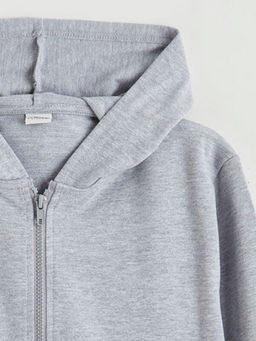 Kap??onlu Erkek ?ocuk Fermuarl? Sweatshirt
