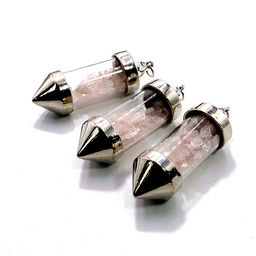 Кулон бутылочка желаний 5см в форме кристалла с камнями Розовый кварц ЛЮБОВЬ