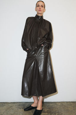 ZW COLLECTION LEATHER EFFECT BOMBER JACKET - Zara фото 12