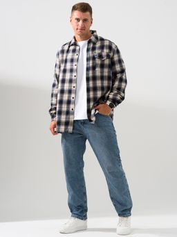 Рубашка Оптима Имидж фланель клетка темно-синий  фото 3